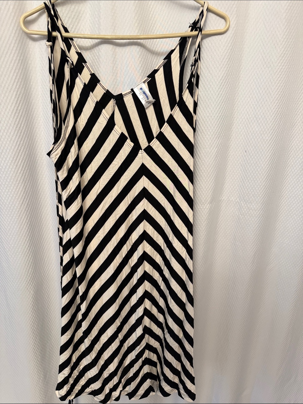 Black and White Striped V-Neck Swim Cover Up